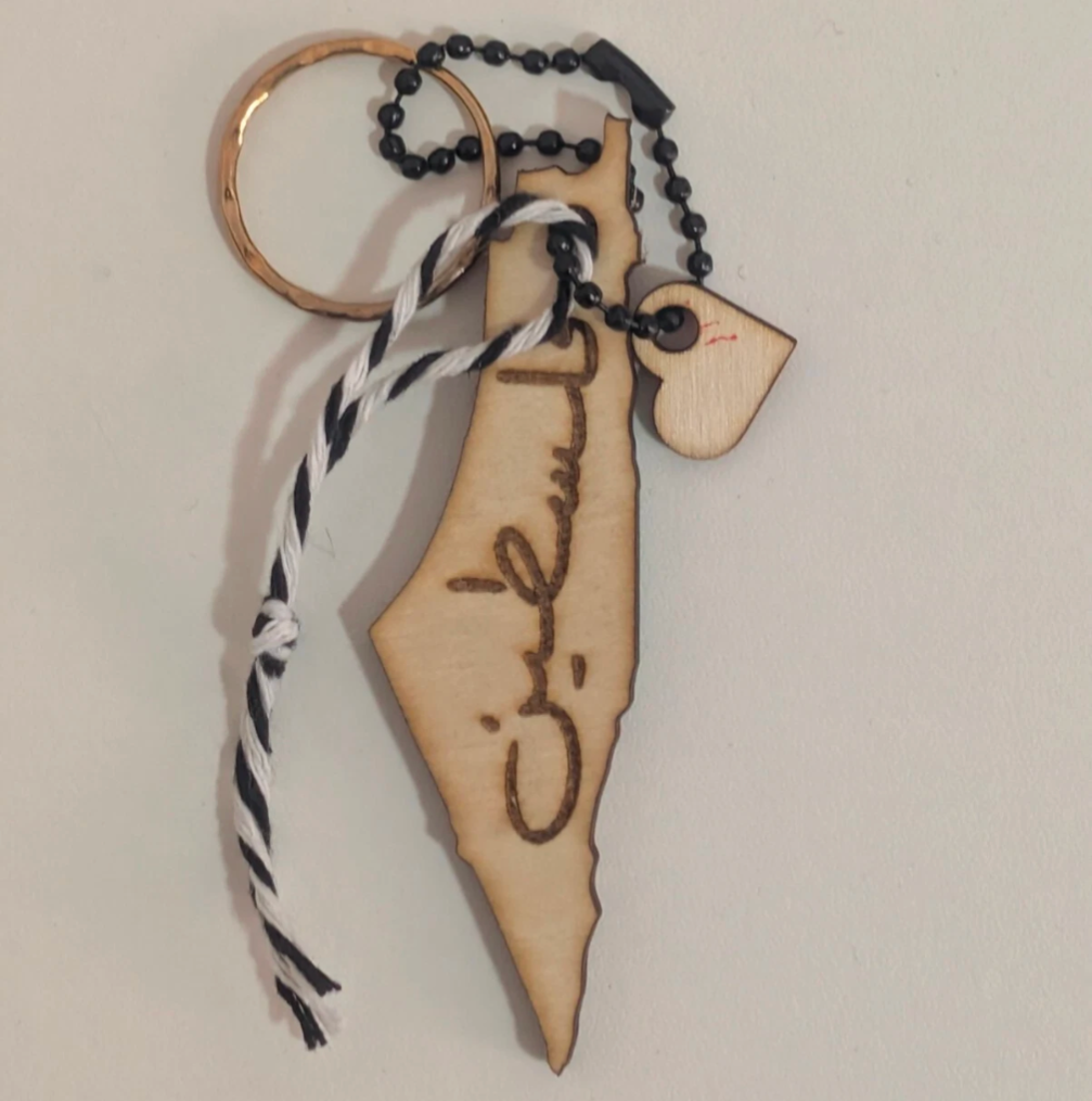 Palestine Map and Flag Keyring