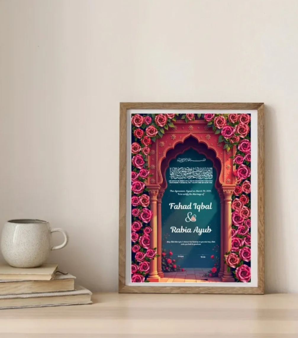Personalised Luxury Royal Romance Nikkah Certificate