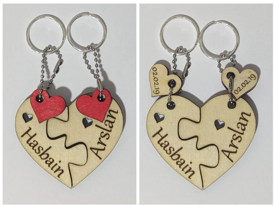 Personalised Split-In-2 Heart Keyring For Him Her