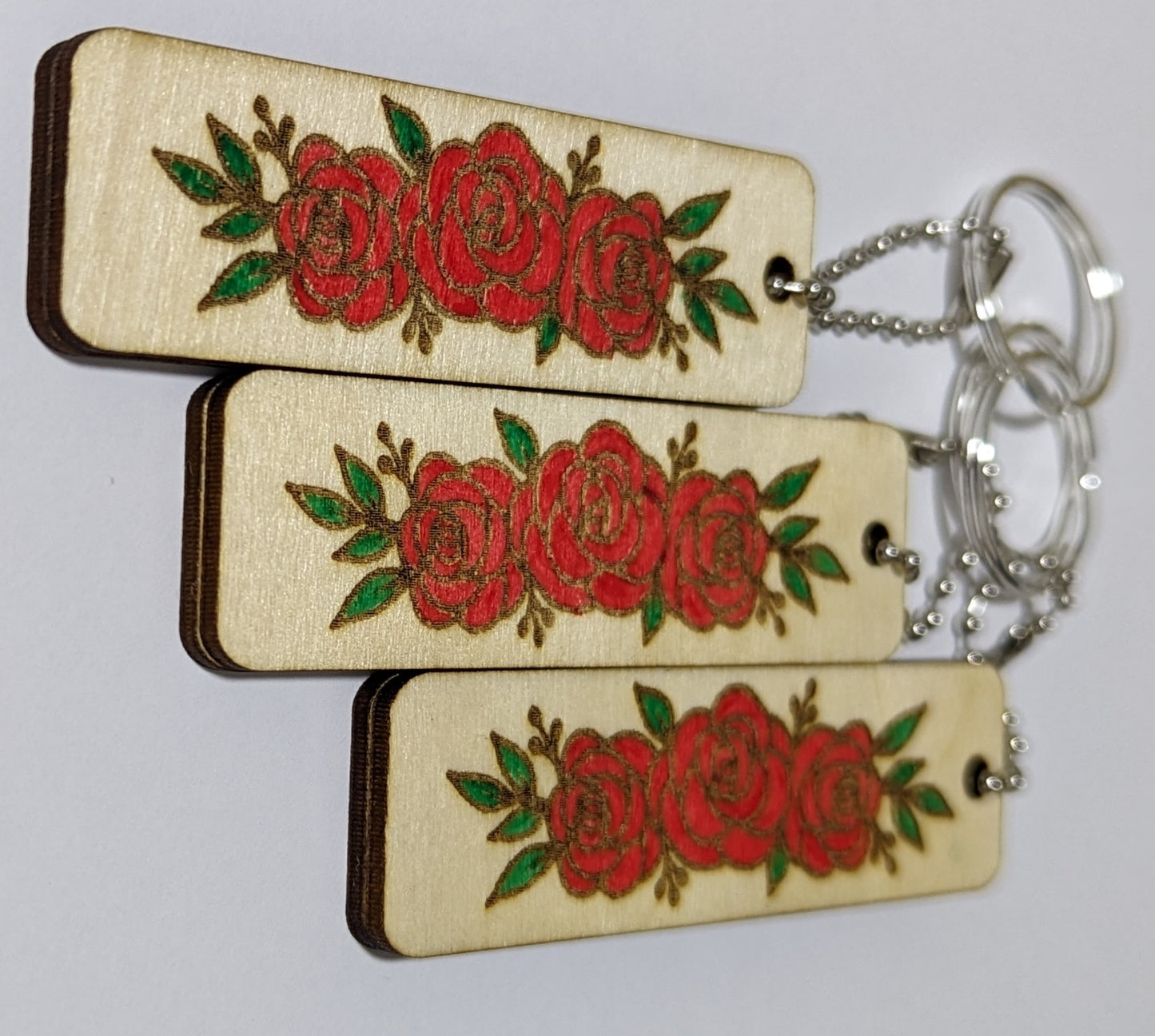 Rose Print Personalised Name Keyring