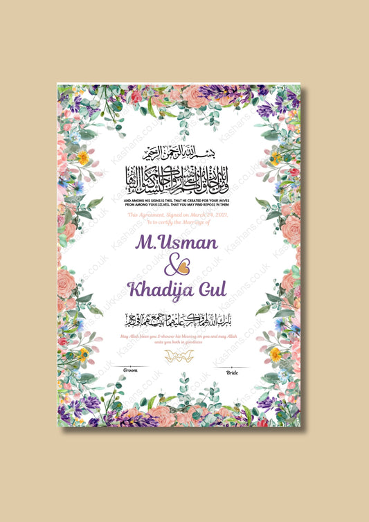Personalised Luxury Floral Bliss Nikkah Certificate
