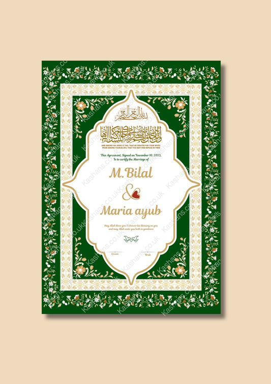 Personalised Luxury Faithful Union Nikkah Certificate