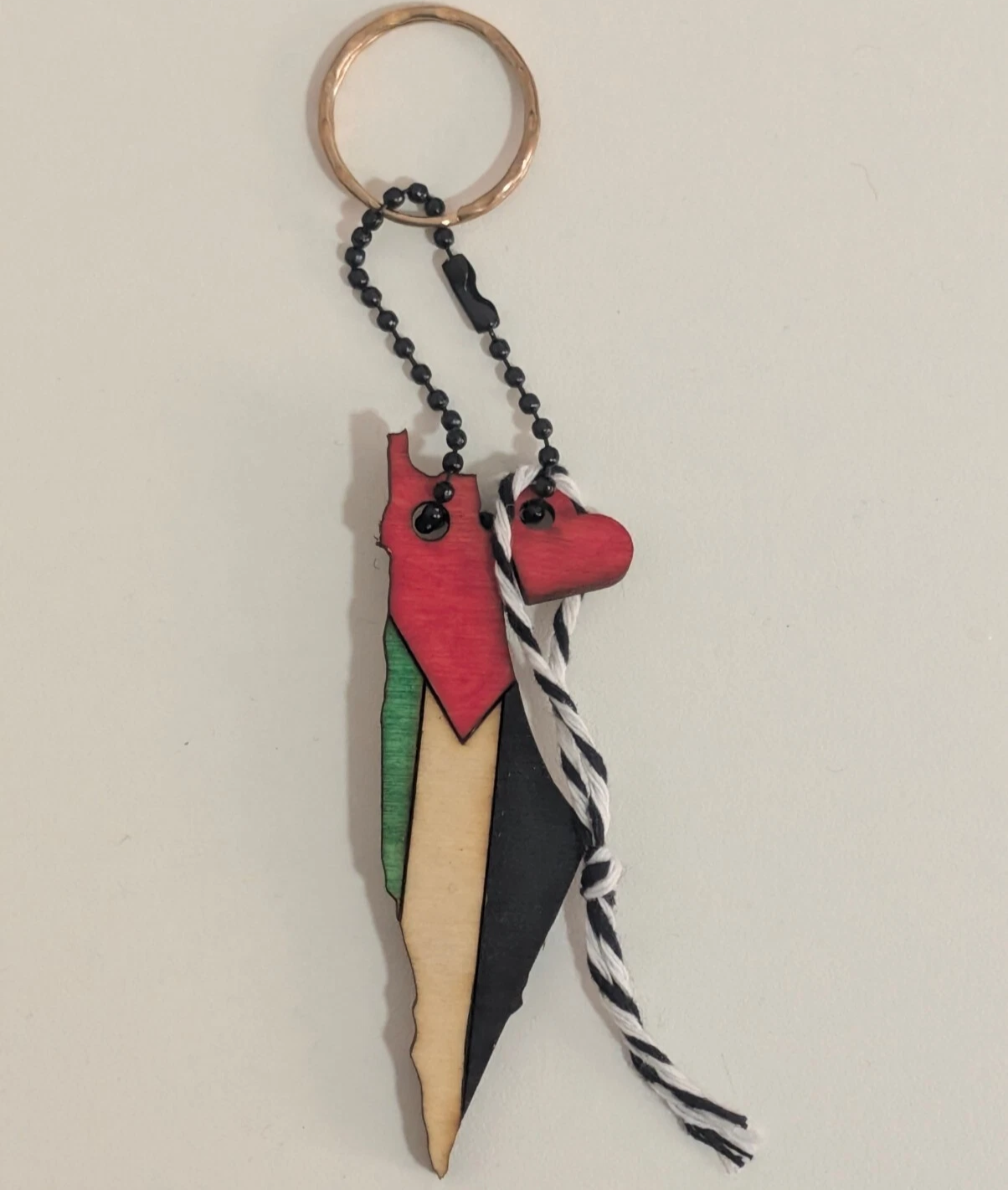 Palestine Map and Flag Keyring