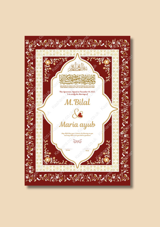 Personalised Luxury Love Journey Nikkah Certificate